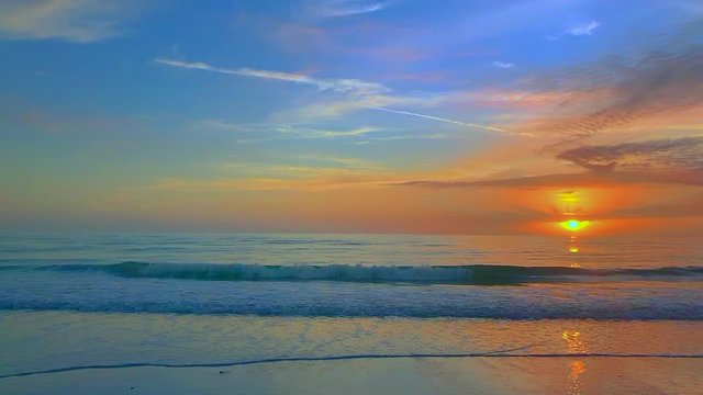 Blue Sky Sunset Beach Calm Waves
