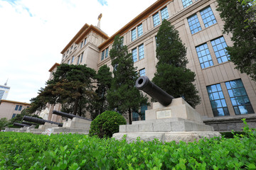 The iron gun was mounted on a rock base, Chinese People's Revolutionary Military Museum, Beijing, China