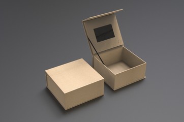 Blank Screen LCD Video Display Gift Brochure Box For Branding And Mock up, 3d render illustration.