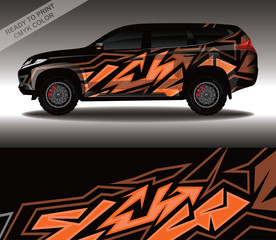 Car wrap decal design vector, custom livery race rally car vehicle sticker and tinting.