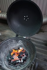 캠핑 그릴 숯불 점화