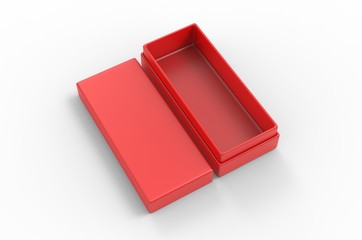 White blank luxury rigid neck box with inner foxing for branding presentation and mock up, 3d illustration.