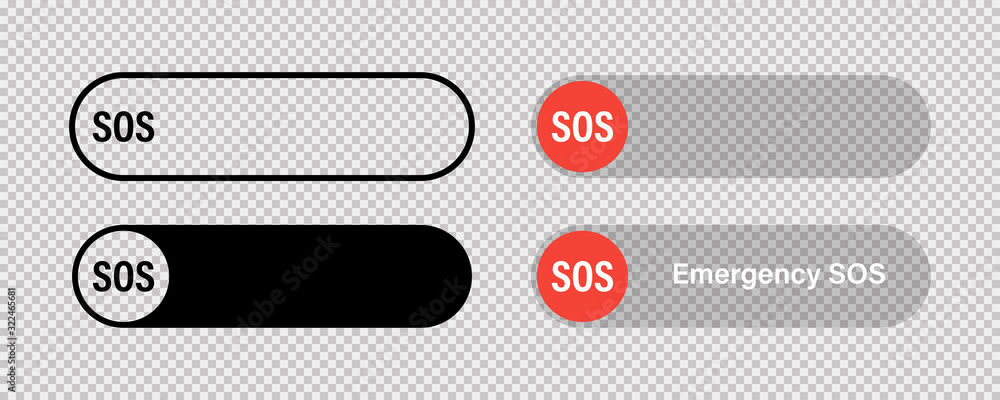 Poster sos switch red toggle button vector isolated icon. emergency red switch icon. round button. button w
