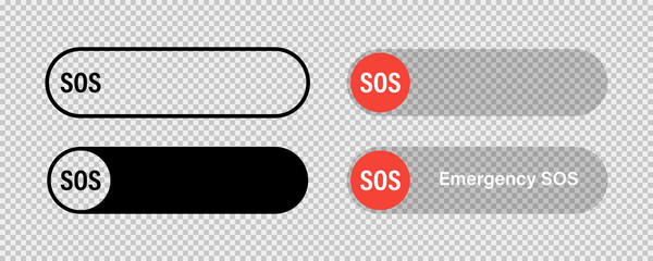 SOS switch red toggle button vector isolated icon. Emergency red switch icon. Round button. Button with switch.