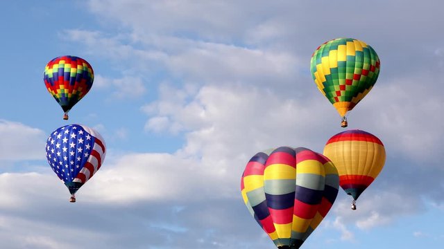Colorful hot air balloons in the sky, 4k