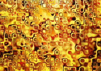 Red and gold chess abstract pattern, gold mosaic.
