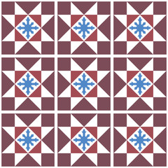 Vintage Baba Nyonya Peranakan Tile and Mosaic pattern. Traditional seamless peranakan tile. Vintage Peranakan Floral Tile found in Georgetown Penang - vector pattern