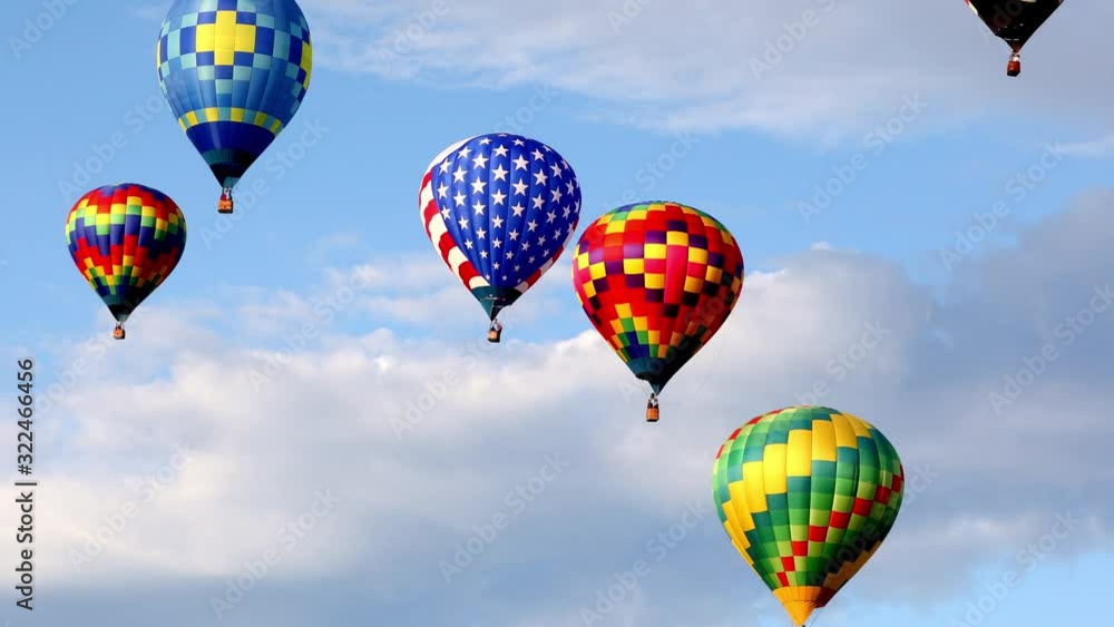 Sticker colorful hot air balloons in the sky, 4k