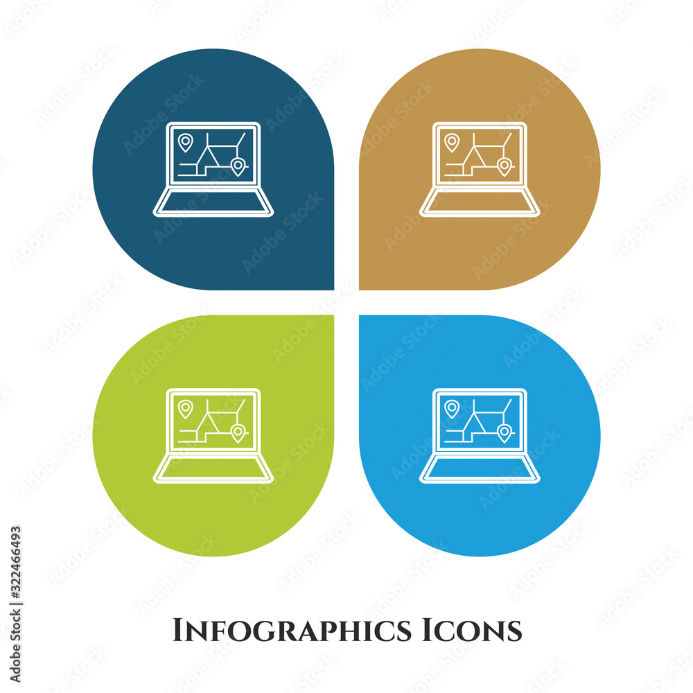 Poster route map chart vector illustration icon for all purpose. isolated on 4 different backgrounds.