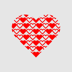 Red heart symbol repeat pattern isolated on grey background vector.