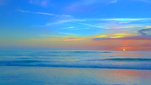 Blue Sunset Beach Waves