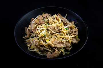 Fried Beef Brisket and mung bean sprout with soy sauce