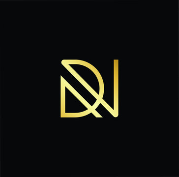 Outstanding professional elegant trendy awesome artistic black and gold color DN ND initial based Alphabet icon logo.