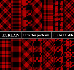 Black  and  Red  Set Tartan Plaid  Seamless Patterns - 322467874