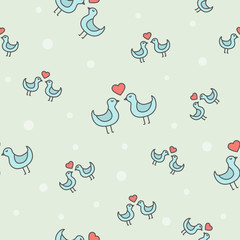 Wrapping paper - Seamless pattern of symbol love, heart, dove for vector graphic design