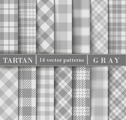 Gray Set Tartan Plaid  Seamless Patterns - 322468001
