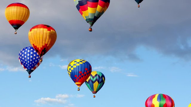 Colorful hot air balloons in the sky, 4k