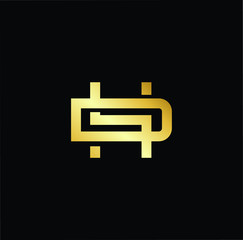 Outstanding professional elegant trendy awesome artistic black and gold color DH HD initial based Alphabet icon logo.