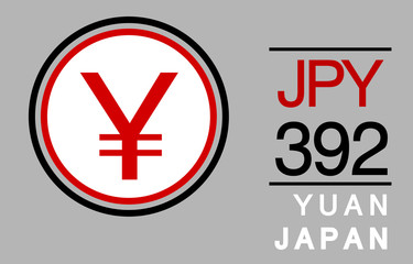 Fototapeta premium Y, JPY, 392, Yuan, Japan Banking Currency icon typography logo banner set isolated on background. Abstract concept graphic element. Collection of currency symbols ISO 4217 signs used in country
