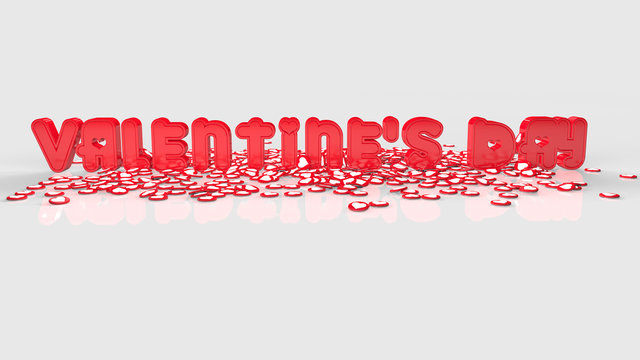 Inscription Valentine's Day on a white background with mirror reflection. - Powered by Adobe