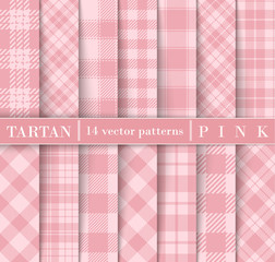 Set Pink Tartan Plaid  Seamless Patterns.