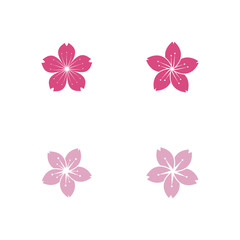 set of sakura flower icon logo vector