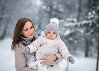 mother and daughter in winter