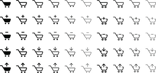 Basket icon pack. Purchases icons set.