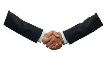 Close up shake hand business agreement concept white background