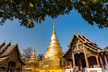 Naklejka premium Chiang Mai , Thailand - January, 18, 2020 :The Wat Phra Singh in the city of Chiang Mai at north Thailand. Thailand, Chiang Mai