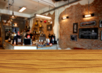 Obraz premium Table counter on blurred interior