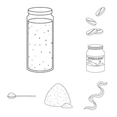 Isolated object of food and vegan icon. Set of food and weed vector icon for stock.