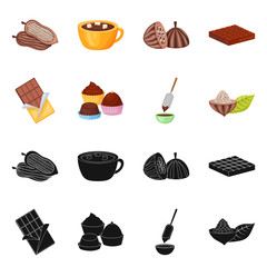 Isolated object of food and yummy logo. Collection of food and brown vector icon for stock.