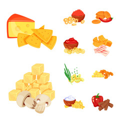 Vector design of food and product logo. Collection of food and party vector icon for stock.