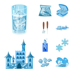 Vector design of frost and water logo. Collection of frost and wet stock symbol for web.