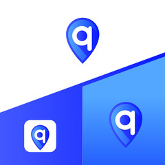 Letter Q With Map Pointer icon or logo design template elements