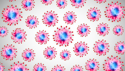 Group of Corona virus 3d realistic vector in red background. Coronaviruses cell, wuhan virus disease. Perfect for banner information, flyer, poster, etc. Vector illustration