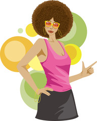 黒人女性の上半身。イメージイラスト（70年代、80年代）