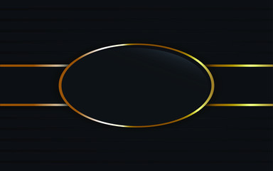 dark blue glass label with golden frame background. Vector luxury illustration eps10.