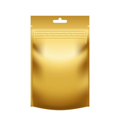 Realistic blank golden pouch doypack with zip lock