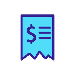 receipt dollar icon vector. Thin line sign. Isolated contour symbol illustration