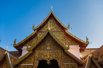 Fototapeta premium Chiang Mai , Thailand - January, 19 2020 : Wat Pha That Doi Suthep Temple, Wat Phra That Doi Suthep is a Theravada buddhist temple near Chiang Mai, Thailand