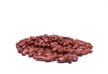 Red beans isolated on white background. Selective focus