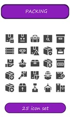 Modern Simple Set of packing Vector filled Icons