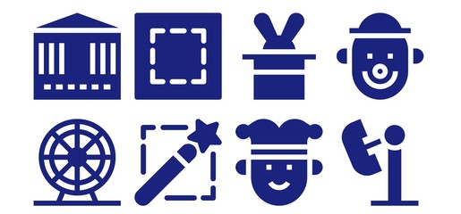 Modern Simple Set of circus Vector filled Icons