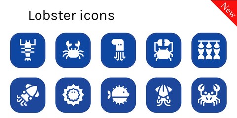 Modern Simple Set of lobster Vector filled Icons