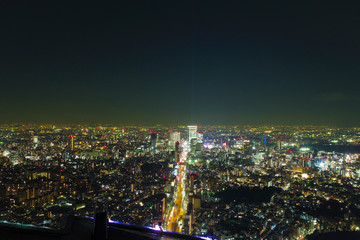Fototapeta na wymiar ビルの屋上から見る東京の夜景