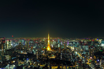 Naklejka premium ビルの屋上から見る東京の夜景