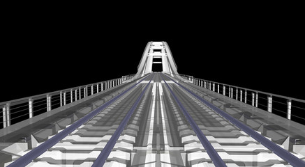 The BIM model of the railway bridg of wireframe view	