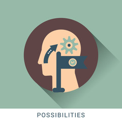 Possibilities icon concept with human head